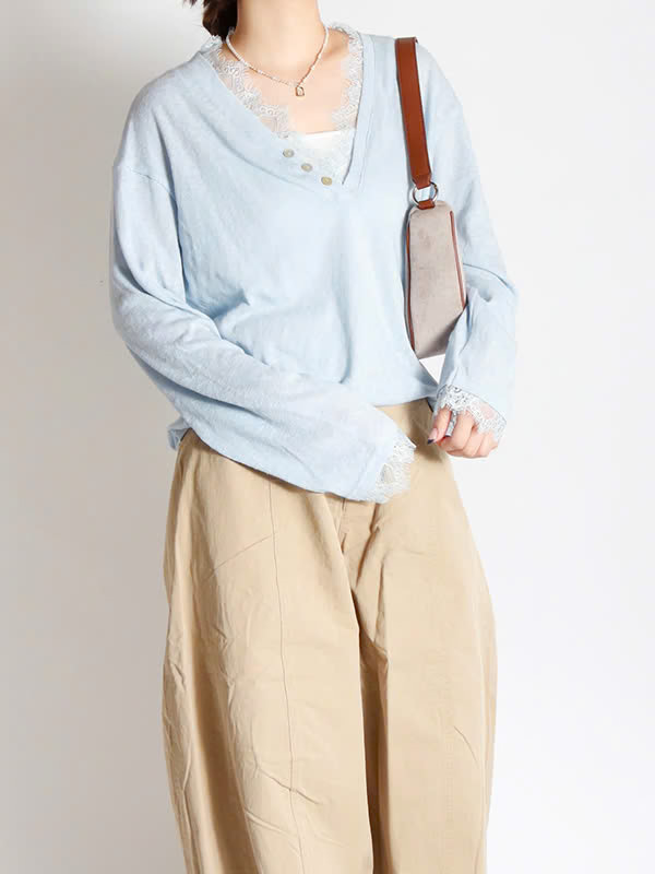 Vネックプルオーバー