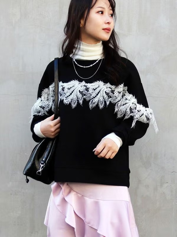 レースデザインスウェット
