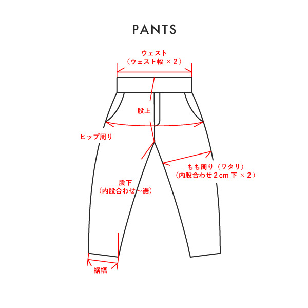 サイズガイド：パンツ採寸方法｜COQULE ONLINESHOP
