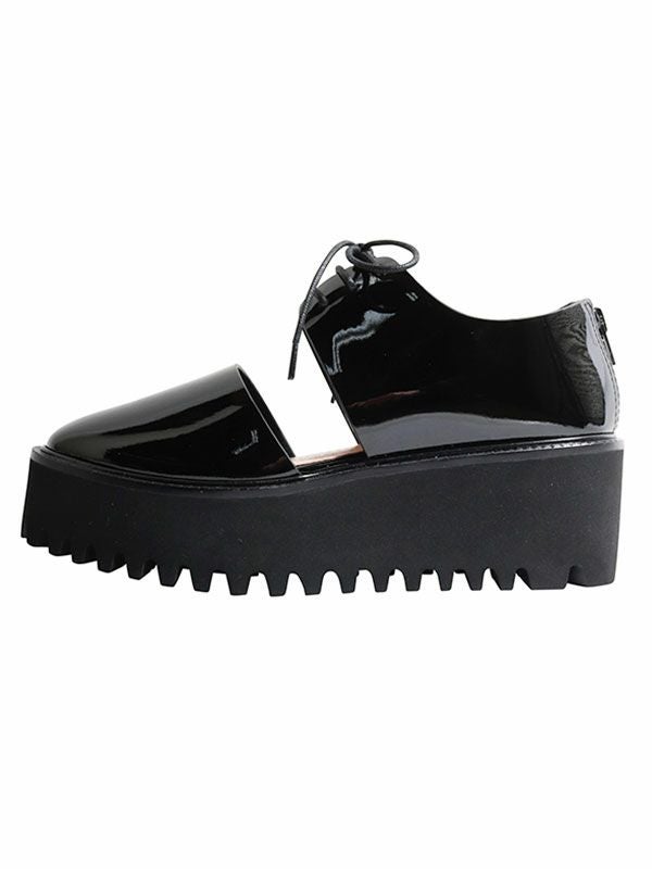 ALL BLACK】エナメルレザーシューズ | COQULE Online Shop