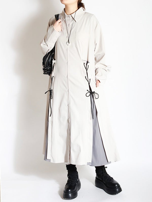 レースアップデザインシャツワンピース | COQULE Online Shop