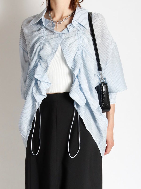 シャーリングストライプシアーシャツ | COQULE Online Shop